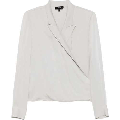 Silk Wrap Blouse With Deep V-Neck - Größe L - Theory - Modalova