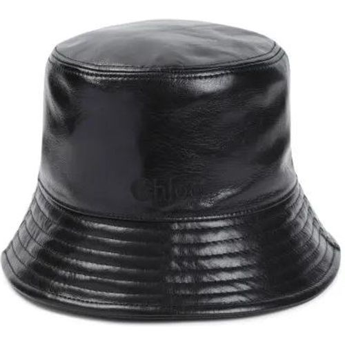 Caps & Mützen - Black Leather Bucket Hat - Gr. M - in - für Damen - Chloé - Modalova