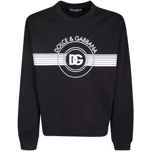 Round-Neck Cotton Sweatshirt With Logo - Größe 46 - schwarz - Dolce&Gabbana - Modalova