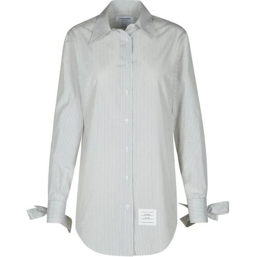 Long Shirt In Grey Silk Blend - Größe 38 - Thom Browne - Modalova