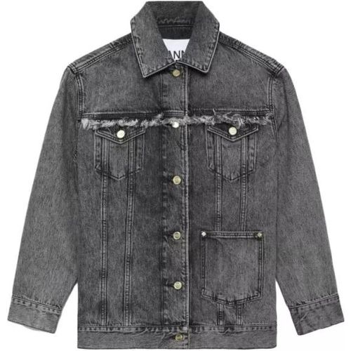 Frayed-Detail Washed Jacket - Größe S - gray - Ganni - Modalova