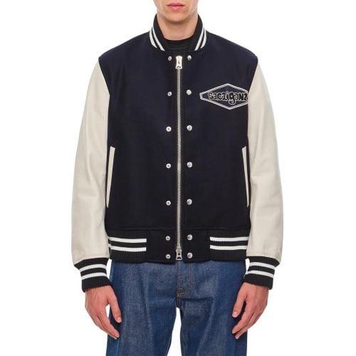 Gonz Wool Melton X Leather Blouson - Größe 1 - Sacai - Modalova