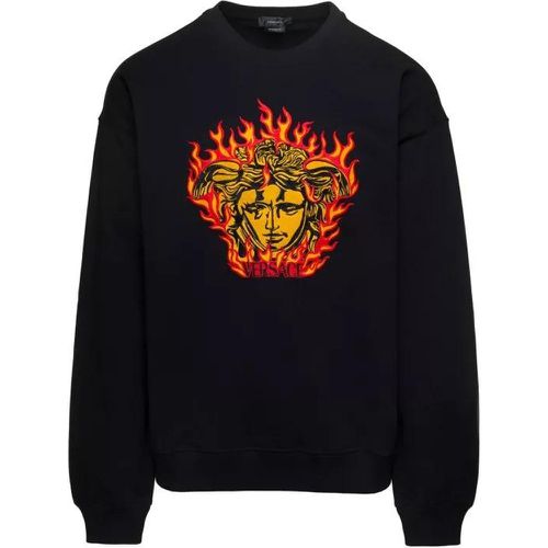 Black Crewneck Sweatshirt With Medusa Print In Cot - Größe L - black - Versace - Modalova