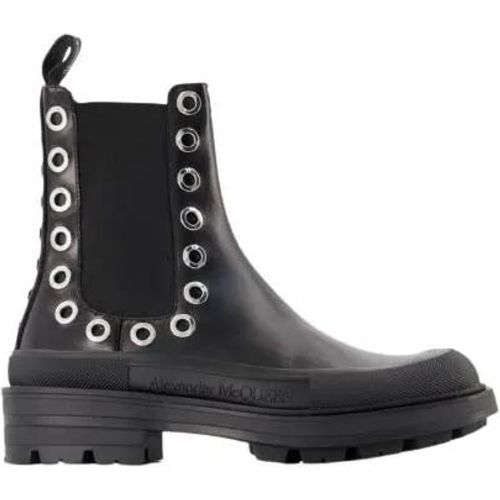 Stiefel - Tread Slick Ankle Boots - Black/White - Leather - Gr. 41 (EU) - in - für Damen - alexander mcqueen - Modalova
