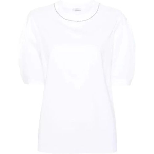Bead-Trim Stretch-Cotton T-Shirt - Größe 42 - white - PESERICO - Modalova