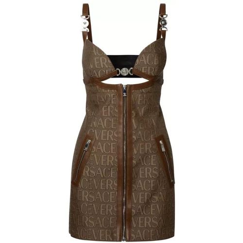 Beige Cotton Blend Dress - Größe 40 - brown - Versace - Modalova