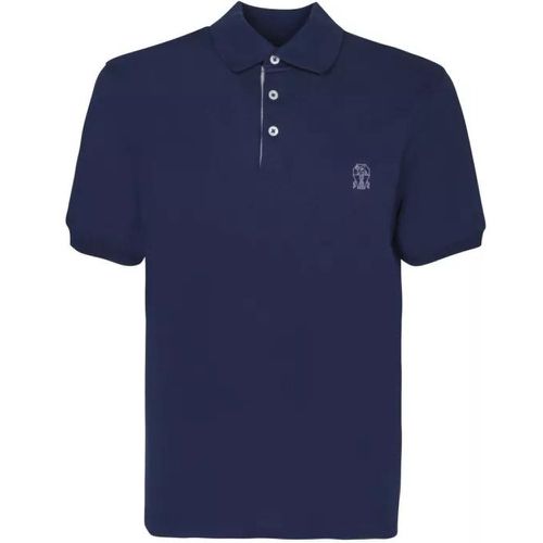 Cotton Pique Polo Shirt - Größe L - blue - BRUNELLO CUCINELLI - Modalova