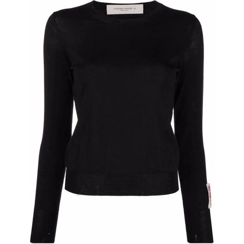 Black Long Sleeve Sweater With Subtle Sheen - Größe L - Golden Goose - Modalova