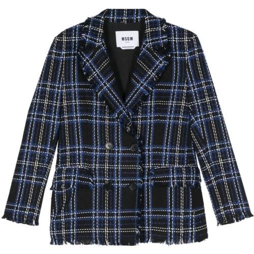 Royal Blue/Black/White Tartan Print Double-Breaste - Größe 38 - MSGM - Modalova