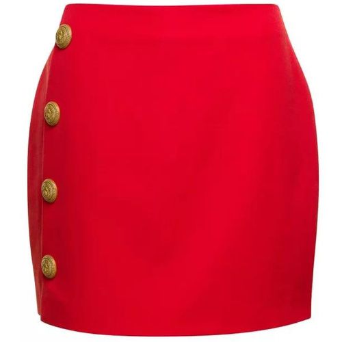 Buttons Asymetric Short Skirt - Größe 36 - red - Balmain - Modalova
