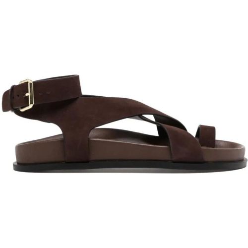 Sandalen - Chocolate Brown Leather Crossover Strap Sandals - Gr. 36 (EU) - in - für Damen - A.EMERY - Modalova