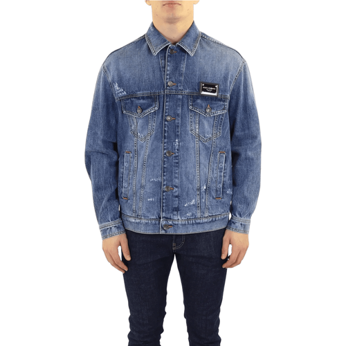 Heren Denim Jacquet met plaque - Größe 50 - Dolce&Gabbana - Modalova