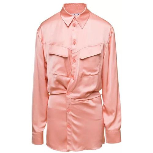 Mini Pink Asymmetric Shirt Dress In Satin Viscose - Größe 44 - pink - Off-White - Modalova