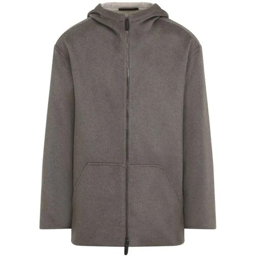 Taupe Grey Cashmere Caban Coat - Größe 50 - grau - Giorgio Armani - Modalova