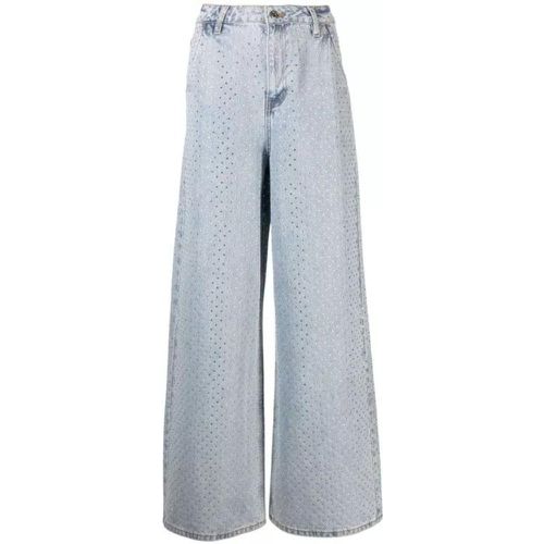 Rhinestone High-Rise Wide-Leg Denim Jeans - Größe 26 - gray - self-portrait - Modalova