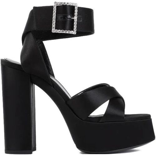 Sandalen & Sandaletten - Jota 85 Heaven Black Leather Silk Sandals - Gr. 38,5 (EU) - in - für Damen - Saint Laurent - Modalova