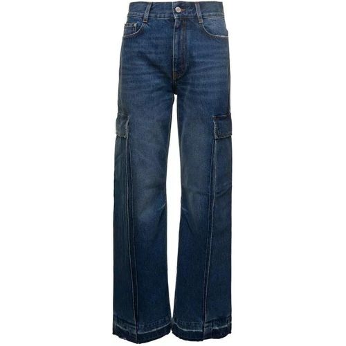 Blue Flare Cargo Jeans With Logo Patch In Cotton D - Größe 25 - blue - Stella Mccartney - Modalova