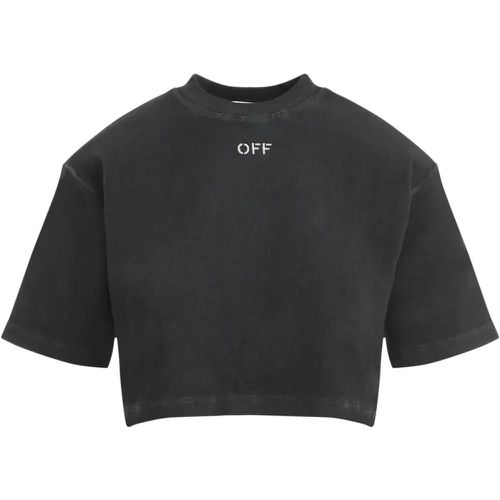 Grey Cotton Off Stamp Ribbed Crop Tee - Größe M - Off-White - Modalova