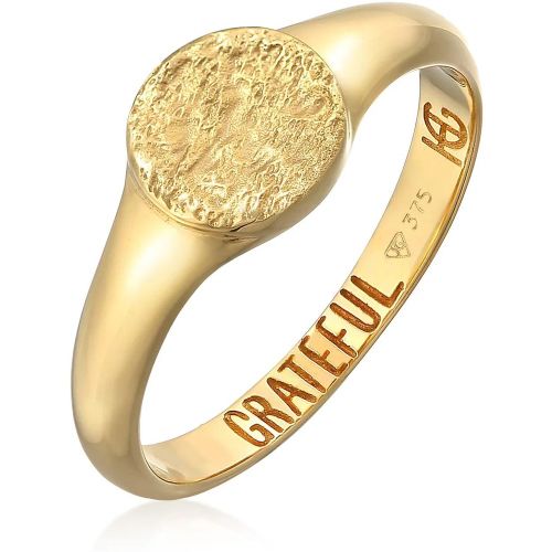 Ring - Ring Siegelring Rund - Grateful 375 Gelbgold - Gr. 52 MM - in - für Damen - Haze & Glory - Modalova