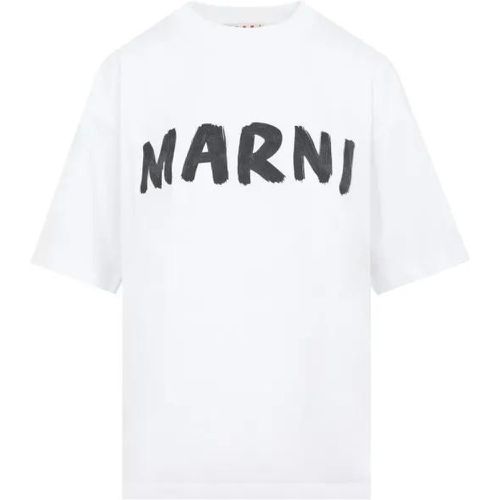 White Cotton Logo T-Shirt - Größe 38 - Marni - Modalova