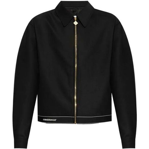 Logo-Print Zipped Bomber Jacket - Größe 50 - schwarz - Casablanca - Modalova