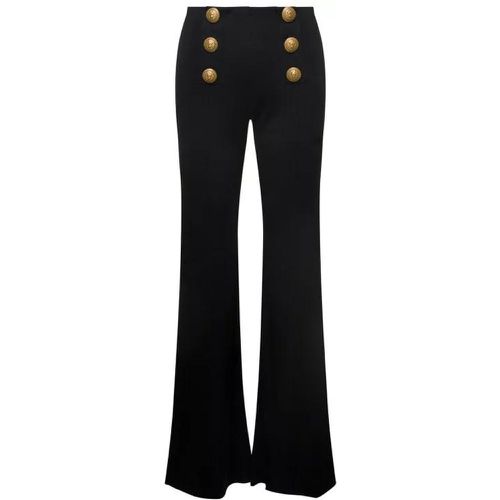 Black Knit Flare Pants With Six Jewel Buttons In V - Größe 40 - black - Balmain - Modalova