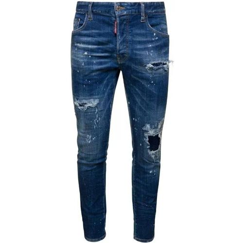 Skater' Light Blue Five-Pocket Jeans With Rips And - Größe 56 - blue - Dsquared2 - Modalova