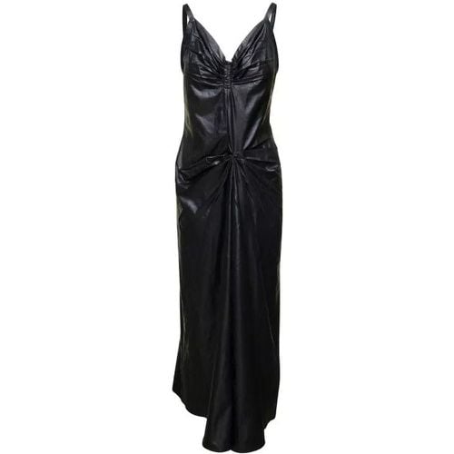 Black Poly Ruched Midi Dress In Polyester - Größe 40 - black - Maison Margiela - Modalova