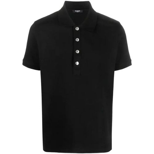 Black Monogram Pattern Polo Shirt - Größe L - black - Balmain - Modalova