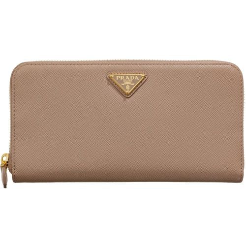 Portemonnaie - Portafoglio Lampo Saffiano Zip Around Wallet - Gr. unisize - in Gold - für Damen - Prada - Modalova