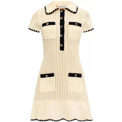 Decorative Buttons Ribbed Knit Minidress - Größe L - self-portrait - Modalova