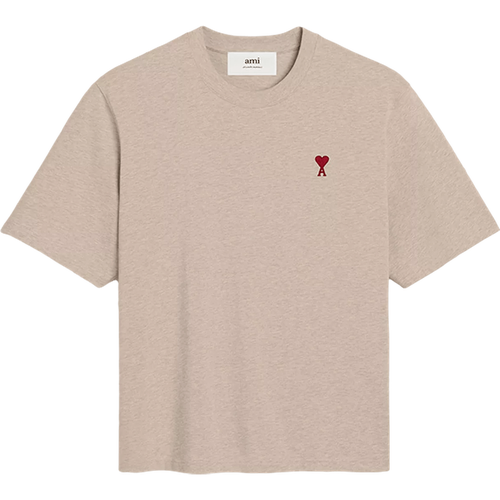 T-Shirt mit rotem Ami De Coeur Logo - Größe XS - beige - AMI Paris - Modalova
