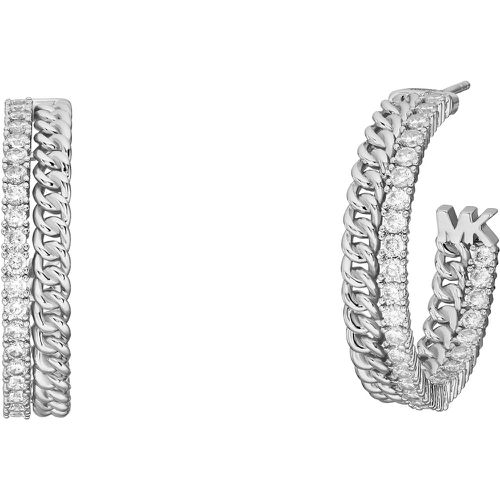 Ohrringe - Platinum-Plated Chain Hoop Earrings - Gr. unisize - in Silber - für Damen - Michael Kors - Modalova