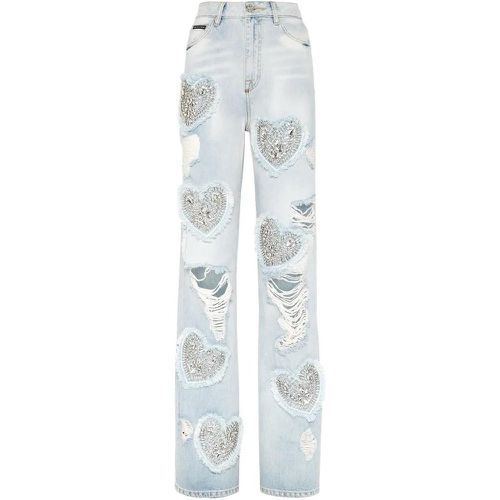 Wide-Leg-Jeans Heart - Größe 25 - Philipp Plein - Modalova