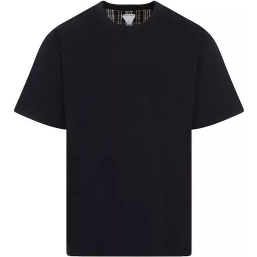 Navy-Blue Cotton Check T-Shirt - Größe L - Bottega Veneta - Modalova