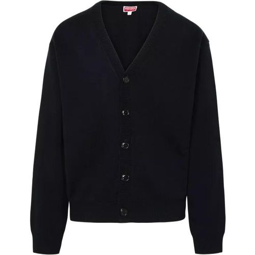 Black Wool Blend Cardigan - Größe L - black - Kenzo - Modalova