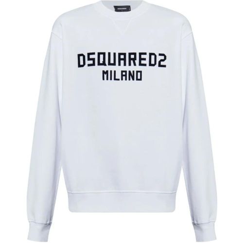 Relaxed Fit White Sweatshirt With Bold Lettering - Größe M - Dsquared2 - Modalova