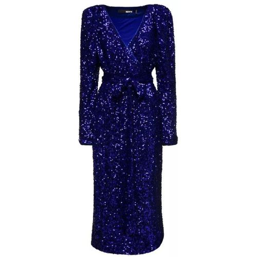 Long Blue Wrap Dress With All-Over Sequins In Stre - Größe 34 - blue - Rotate - Modalova