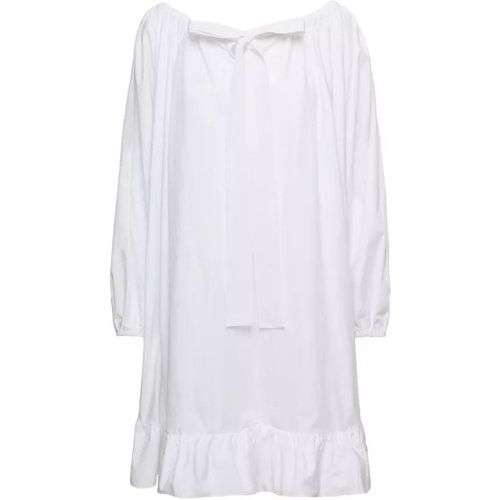 Mini White Frill Dress With Bow Detail In Cotton - Größe 34 - white - Patou - Modalova