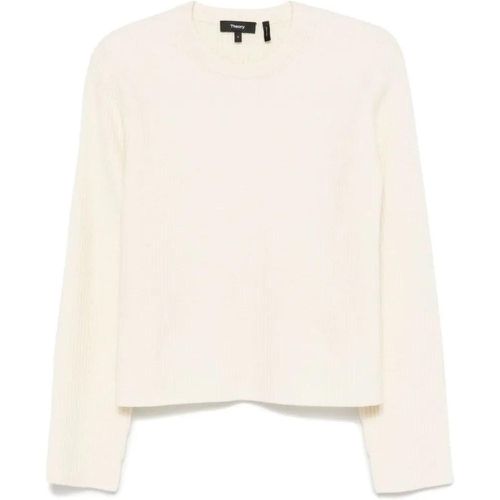 White Boxy Crew Neck Sweater - Größe S - Theory - Modalova