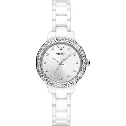Uhr - Three-Hand White Ceramic Watch - Gr. unisize - in Silber - für Damen - Emporio Armani - Modalova