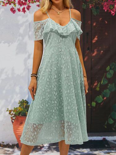 V Neck Lace Elegant Dress - Just Fashion Now - Modalova