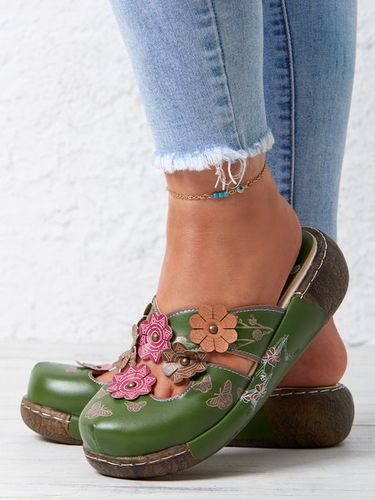 Vintage Floral Mules Clog Shoes - Modetalente - Modalova