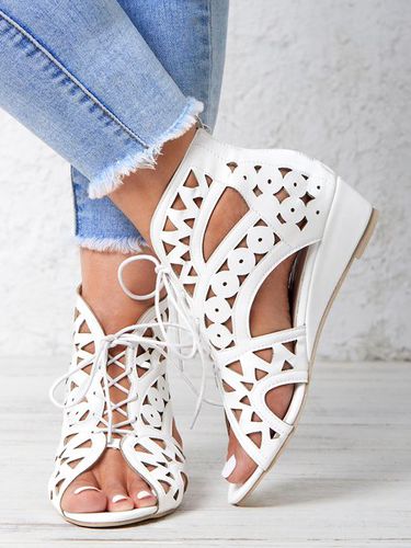 Resort Cutout Lace-Up Sandal Boots - Just Fashion Now - Modalova