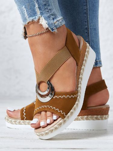 Metal Woven Wedge Platform Roman Sandals - Just Fashion Now - Modalova