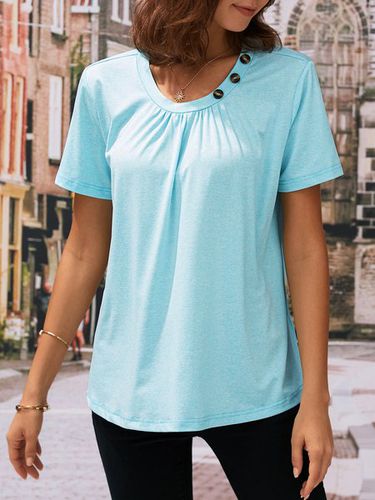 Plain Regular Fit Simple Asymmetrical T-Shirt - Just Fashion Now - Modalova