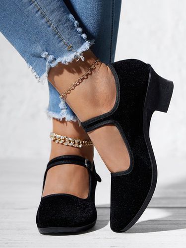 Black Comfortable Soft Block Heel Dance Shoes - Just Fashion Now - Modalova