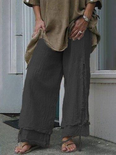 Linen Casual Solid Pants - Modetalente - Modalova