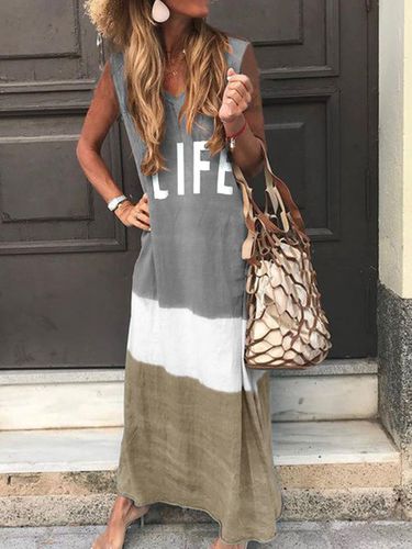 Sleeveless Stripes Knitting Dress - Just Fashion Now - Modalova