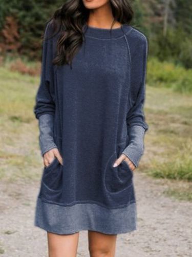 Cotton-Blend Long Sleeve Casual Knitting Dress - Modetalente - Modalova